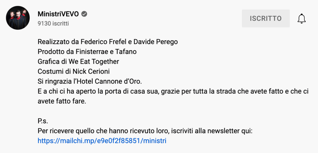 i ministri didascalia youtube lead magnet