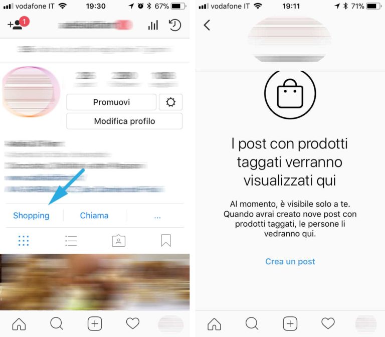 passaggi tecnici shop instagram